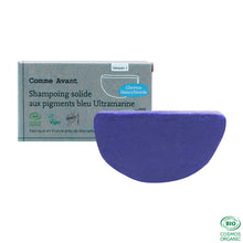 Charger l'image dans la galerie, Shampoing solide bleu aux pigments bleu ultramarine comme avant