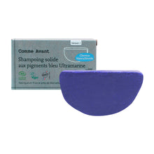 Charger l'image dans la galerie, Shampoing solide bleu aux pigments bleu ultramarine comme avant