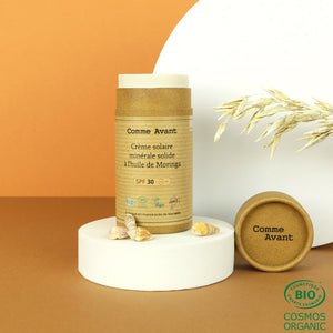 Crème solaire minérale solide SPF30 à l'huile de Moringa - Version 2