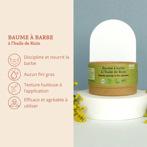 arguments baume à barbe solide à l'huile de ricin comme avant