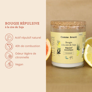 arguments bougie répulsive à la cire de soja comme avant