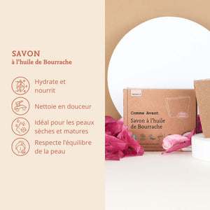 Arguments savon à l'huile de bourrache comme avant