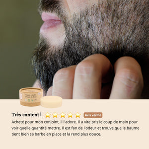 avis client baume à barbe solide à l'huile de ricin comme avant