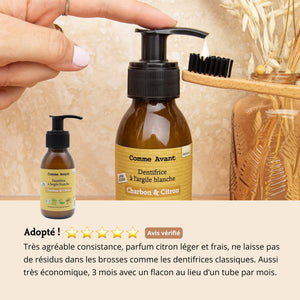 Avis clients dentifrice citron et charbon comme avant