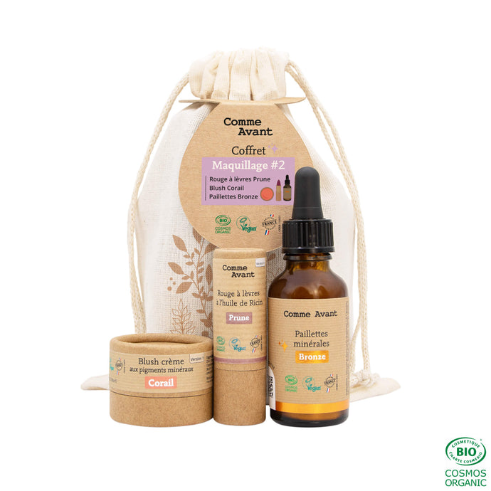 Coffret Maquillage #2 - Blush Corail - RAL Prune - Paillettes Bronze Coffret Maquillage
