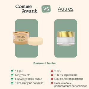 concurrent baume à barbe solide à l'huile de ricin comme avant