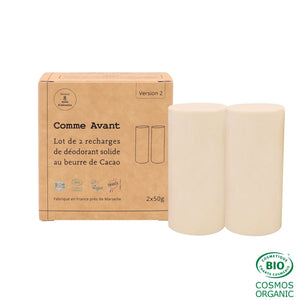 Recharge de 2 déodorants solides au beurre de Cacao
