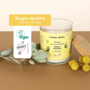 labels bougie répulsive à la cire de soja comme avant