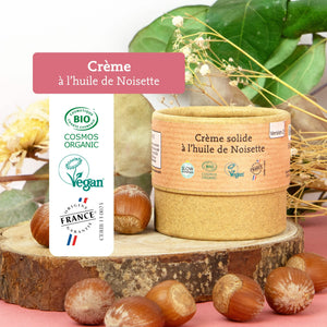 Labels crème à l'huile de noisette comme avant