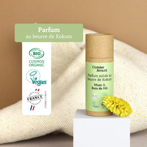label parfum solide boisé comme avant