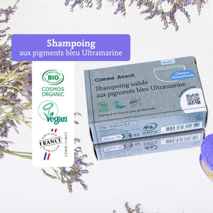Labels shampoing bleu comme avant