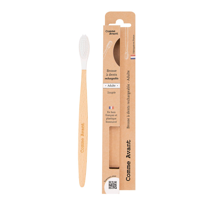 Brosse à dents en bois rechargeable Brosse à dents Adulte - Souple Brosse à dents en bois rechargeable