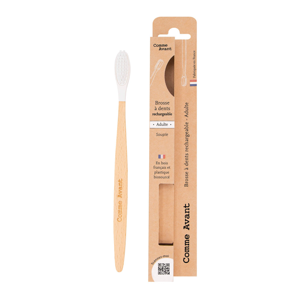 Brosse à dents en bois rechargeable Brosse à dents Adulte - Souple Brosse à dents en bois rechargeable