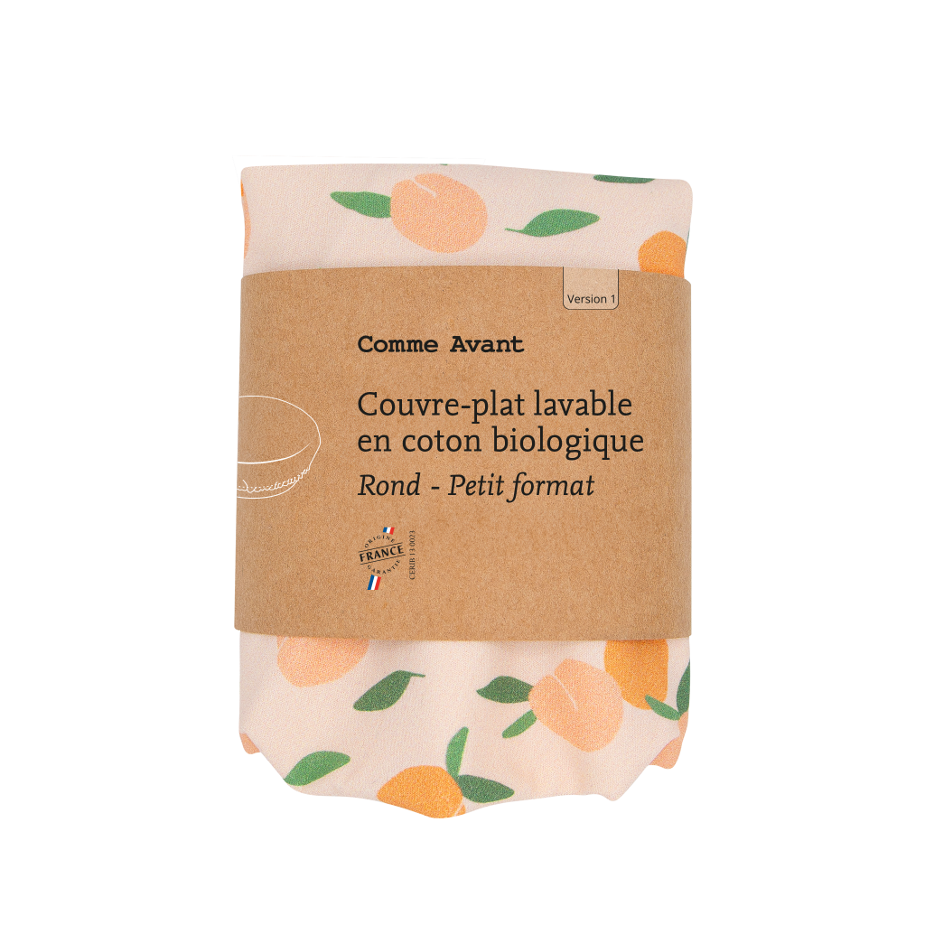 Couvre-plat lavable en coton - Version 1 Petit rond / Abricot Couvre-plat lavable en coton