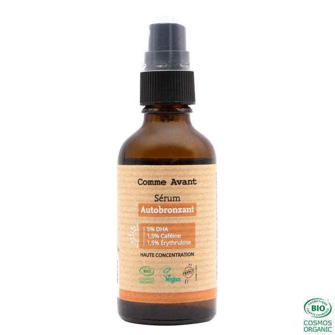 Sérum autobronzant corps et visage à haute concentration d'actifs : DHA caféine et érythrulose Comme Avant
