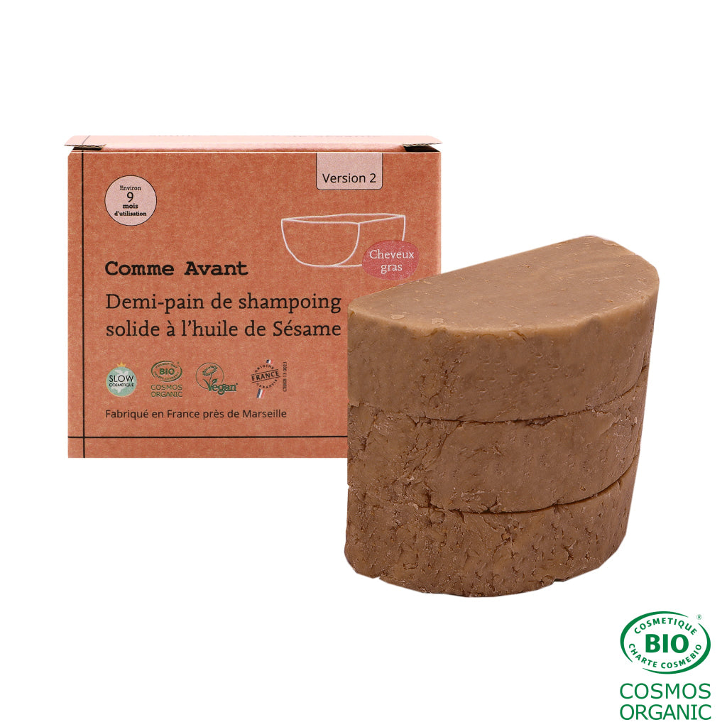 Shampoing Solide À L’huile De Sésame (Cheveux Gras) - Version 2 Demi - Pain Shampoing 210G